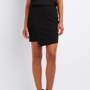 ASYMMETRICAL WRAP SKIRT CHARLOTTE RUSSE BLACK